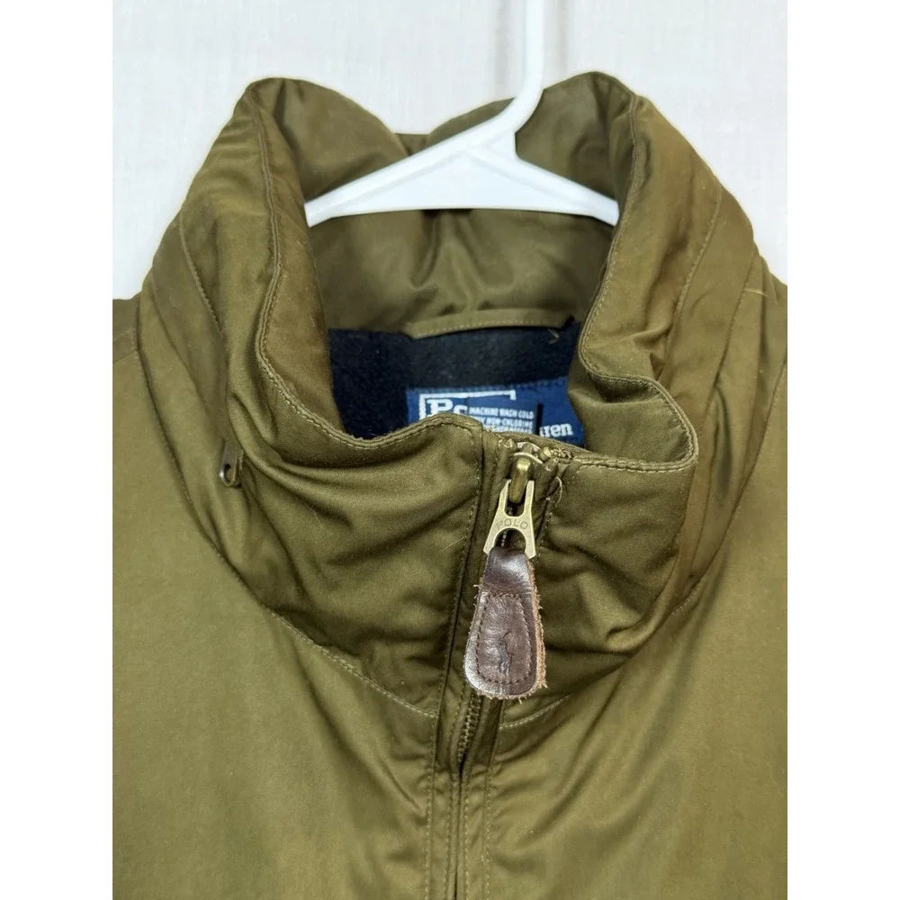 Polo Ralph Lauren Vintage Fleece Lined Jacket XLarge Olive‎ Green Full Zip Hood